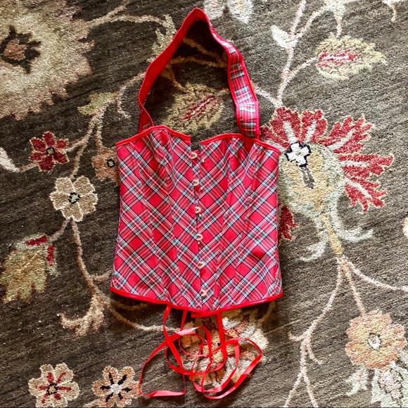 Sexy Red Plaid Corset NWOT
